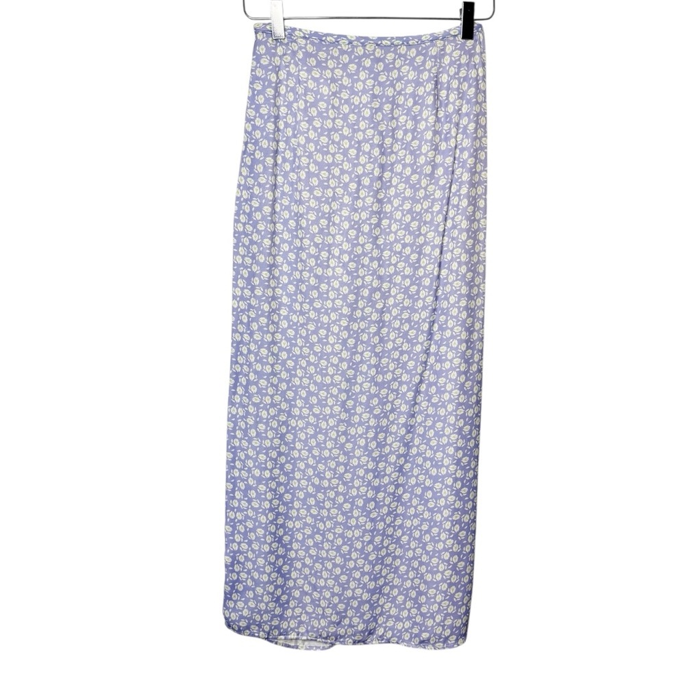 NWT Zara Purple Ditzy Floral Crop Top And Midi Slip Skirt Women’s Set Sz XS - Picture 8 of 12
